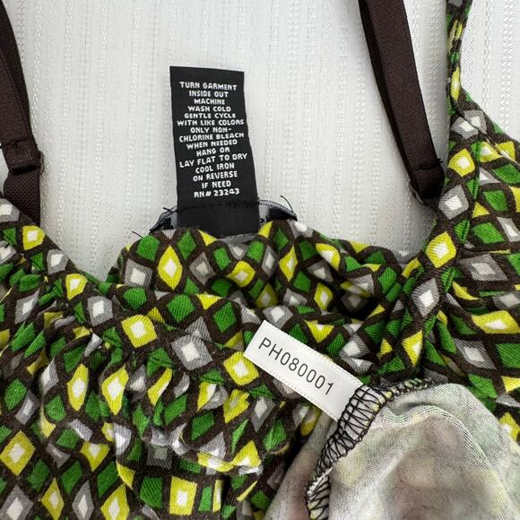 NEW YORK & COMPANY Y2K Cami Top M Green Yellow Black Adjustable Straps Stretchy - Picture 6 of 6
